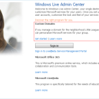 Windows Live Admin Center