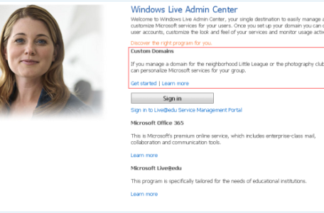 Windows Live Admin Center