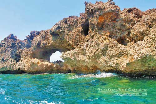 The hole is the eye of the crocodile-like rock formation