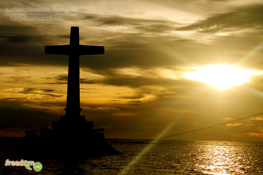 sunken cemetery marker