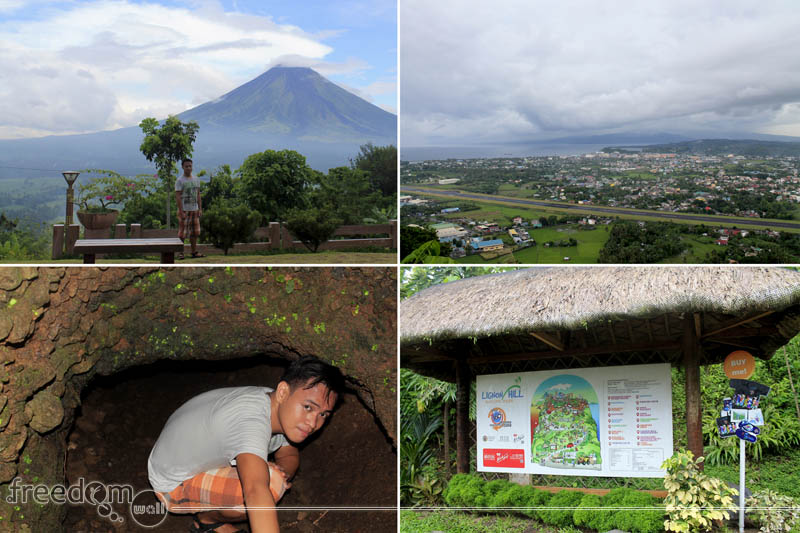 Lignon Hill (From top-left: Mayon Volcano, Legazpi Airport Runway, Lignon Hill Entrance, Japanese Tunnel)