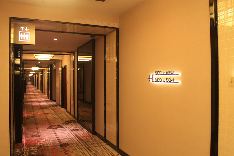 The hotel hallway