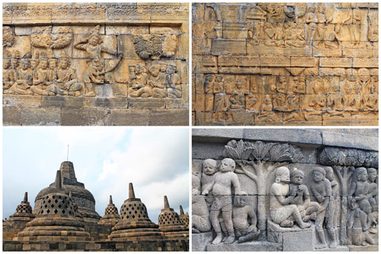Candi Borobudur reliefs and stupas