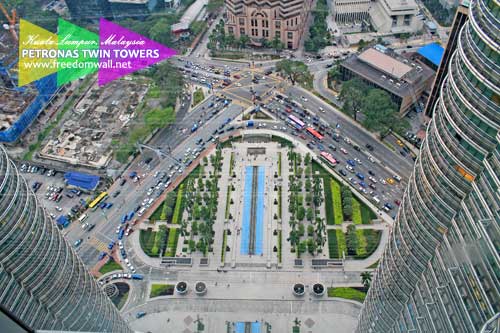 The view of Jalan Ampang and Jalan P Ramlee intersection from Petronas Skybridge