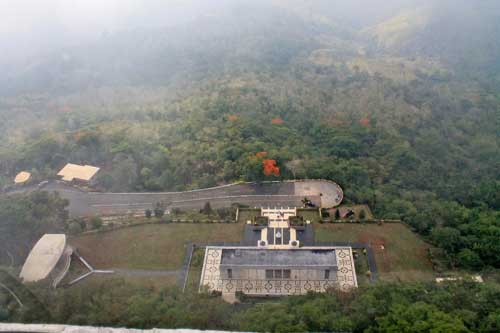 The top view of shrine's Colonnade and Stage as viewed from the Memorial Cross arm
