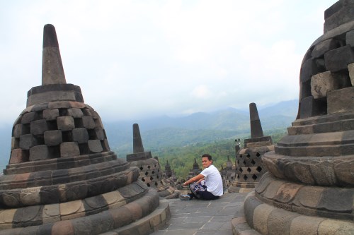 With the stupas of Candi Borobudur