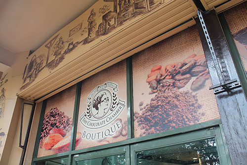 The Chocolate Chamber banner outside its boutique at Sarrosa International Hotel