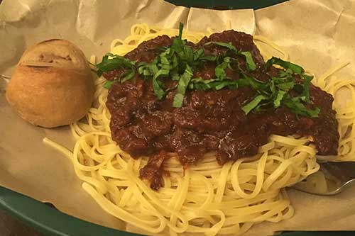 Linguine meatballs with tablea marinara sauce