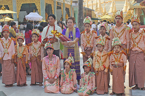 Novitiates-to-be posing for a photo after the Shinbyu ceremony