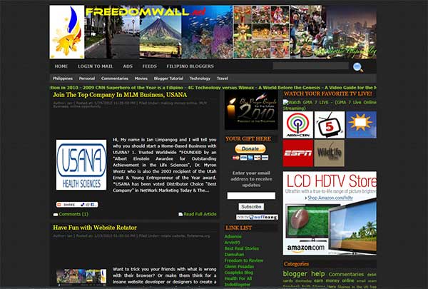 Freedom Wall home page look circa 2010