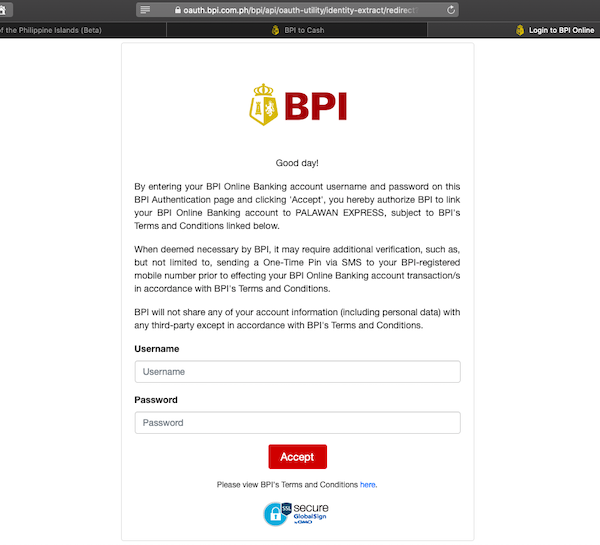 BPI Authentication Page