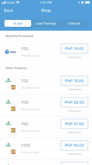 Buy Globe Autoload Max and Smart/TnT eload using PayMaya