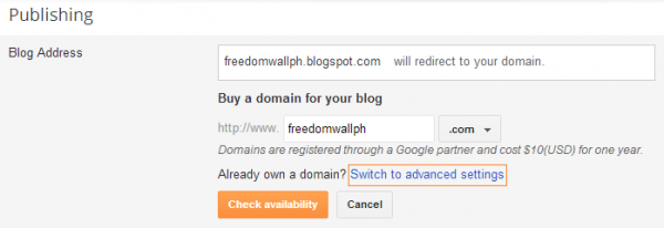 blogger add custom subdomain selection
