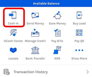 Cash in to GCash