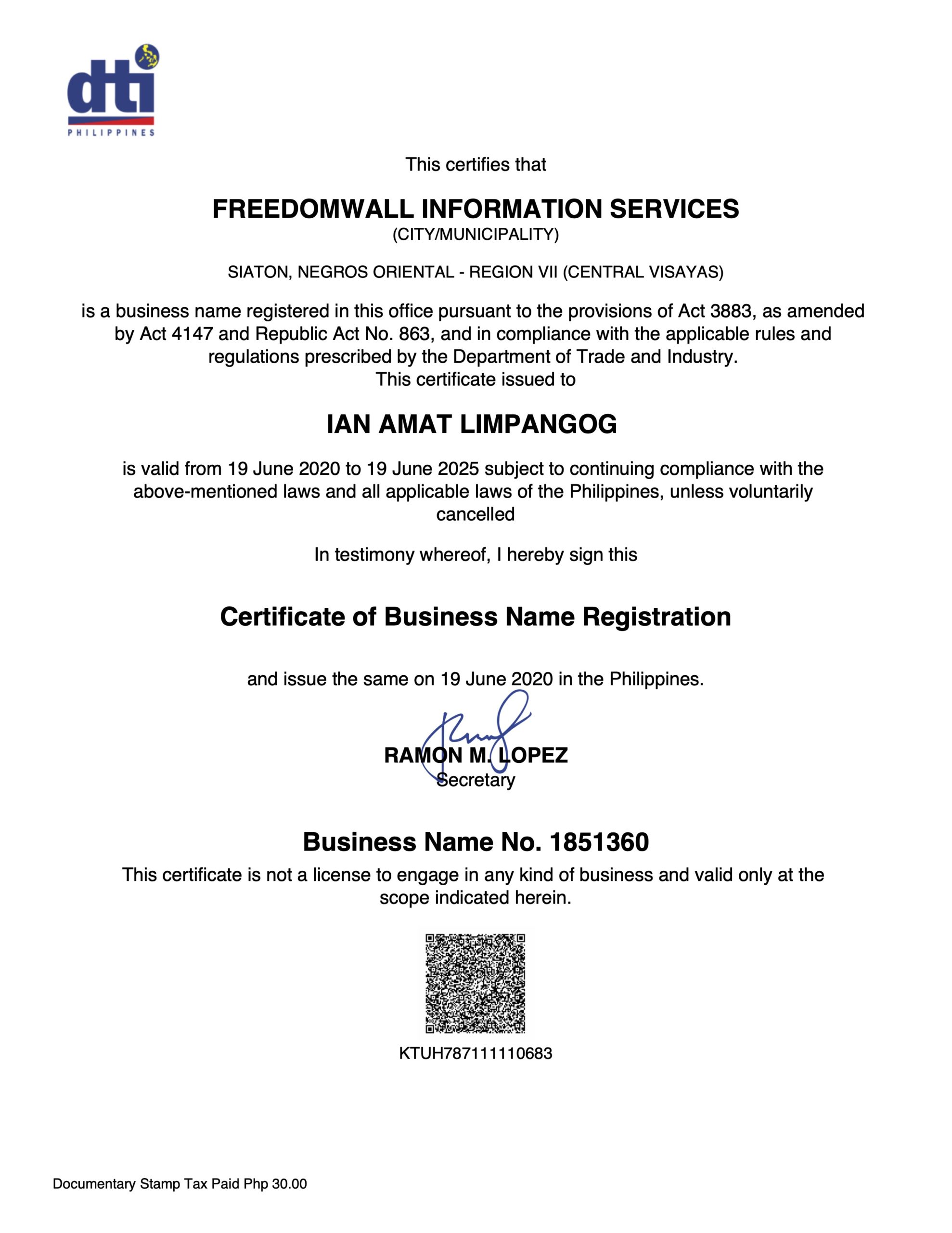 We are legally registered Freedom Wall