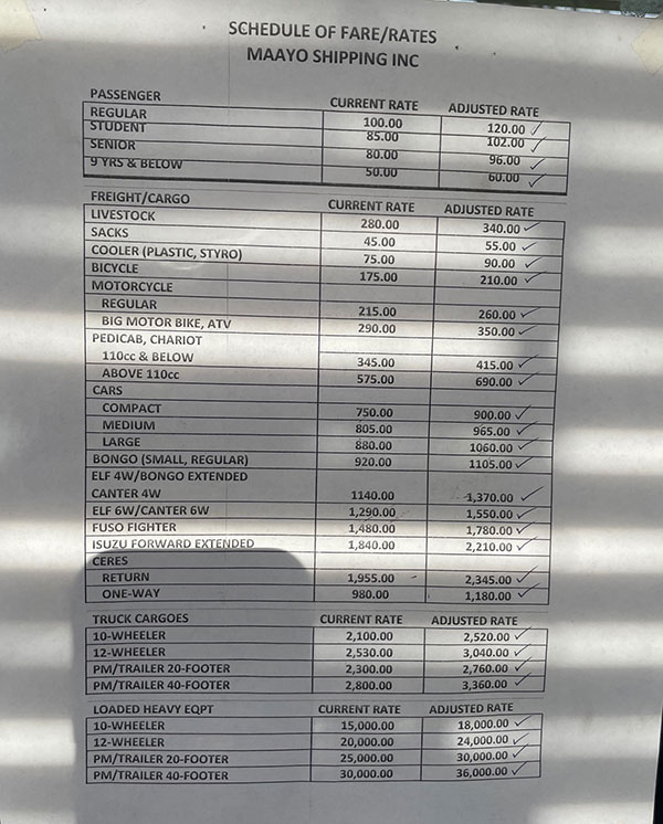 maayo shipping trip schedule