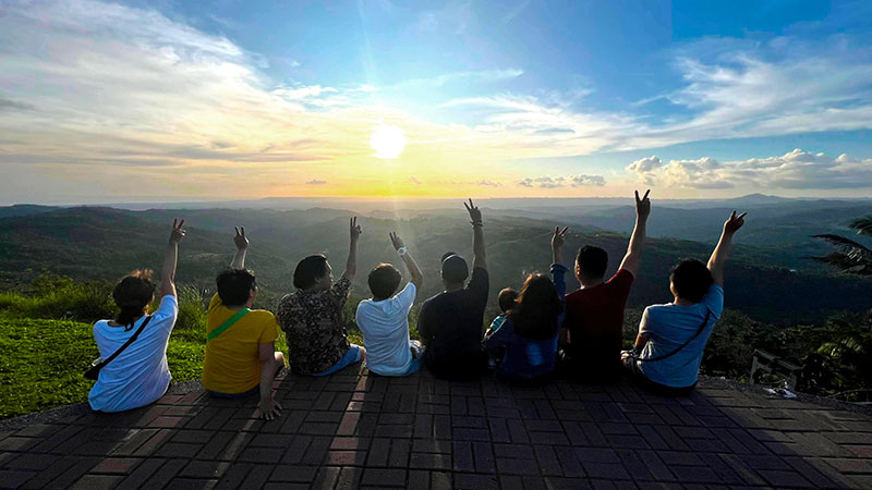 Appreciating the sunset at Cafe Alicia with friends