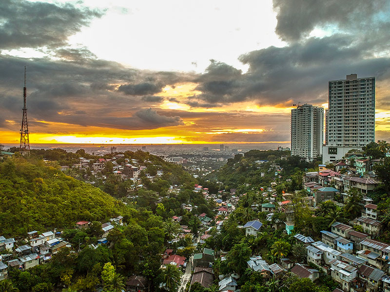 Stunning sunset view from Cebu's Barangay Apas highlands valley